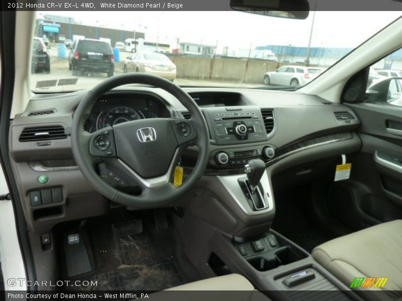 White Diamond Pearl / Beige 2012 Honda CR-V EX-L 4WD