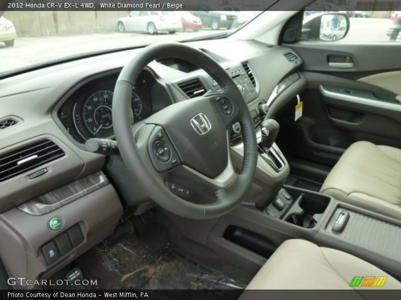 White Diamond Pearl / Beige 2012 Honda CR-V EX-L 4WD