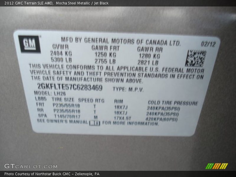 Mocha Steel Metallic / Jet Black 2012 GMC Terrain SLE AWD