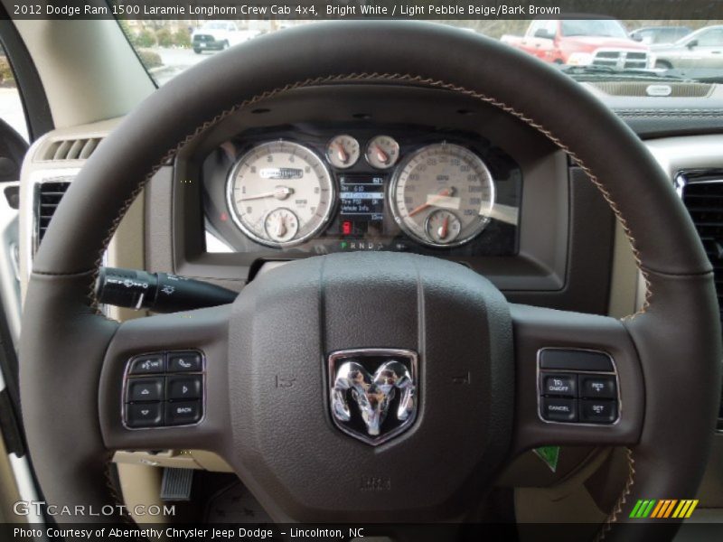 Bright White / Light Pebble Beige/Bark Brown 2012 Dodge Ram 1500 Laramie Longhorn Crew Cab 4x4