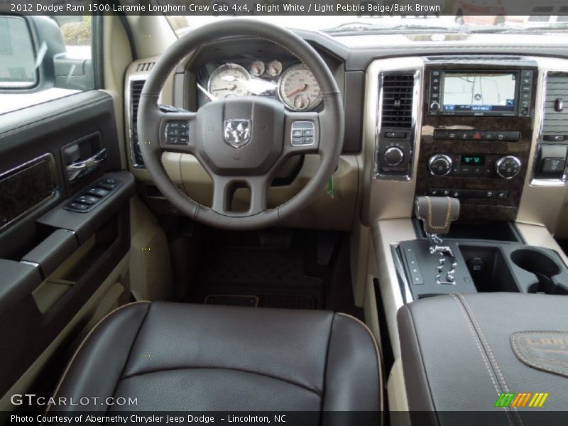 Bright White / Light Pebble Beige/Bark Brown 2012 Dodge Ram 1500 Laramie Longhorn Crew Cab 4x4