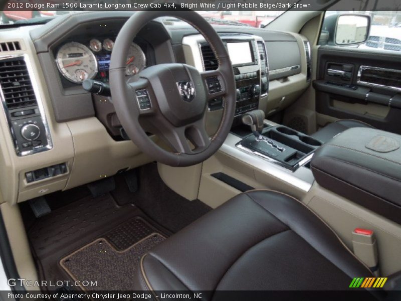 Bright White / Light Pebble Beige/Bark Brown 2012 Dodge Ram 1500 Laramie Longhorn Crew Cab 4x4