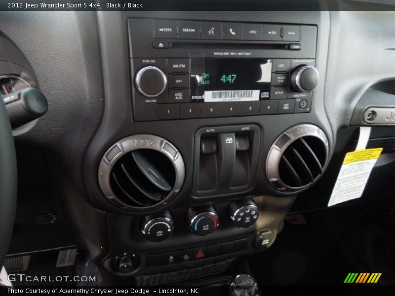 Controls of 2012 Wrangler Sport S 4x4