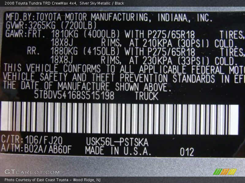 Silver Sky Metallic / Black 2008 Toyota Tundra TRD CrewMax 4x4