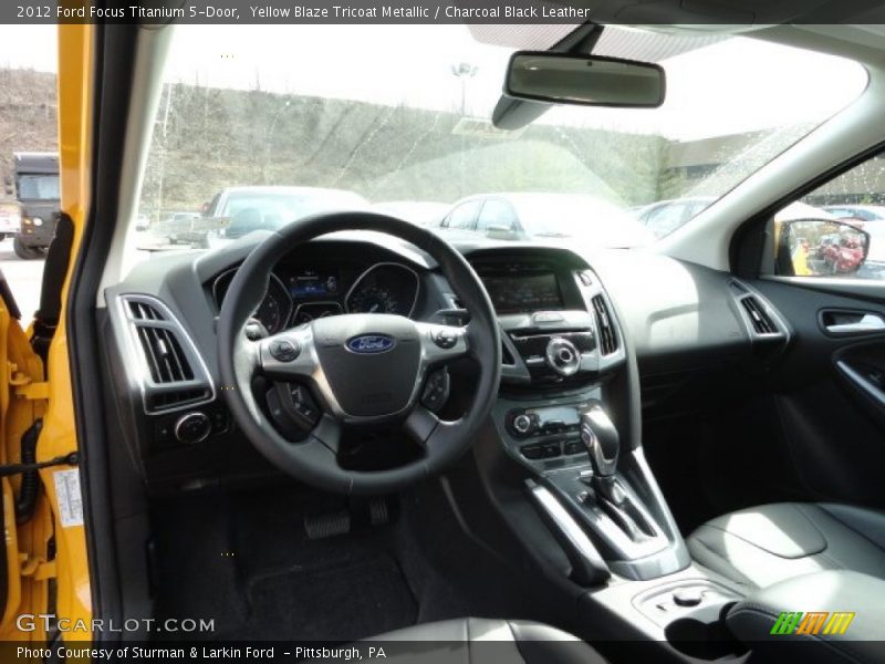 Yellow Blaze Tricoat Metallic / Charcoal Black Leather 2012 Ford Focus Titanium 5-Door