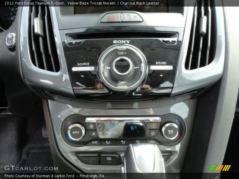 Yellow Blaze Tricoat Metallic / Charcoal Black Leather 2012 Ford Focus Titanium 5-Door