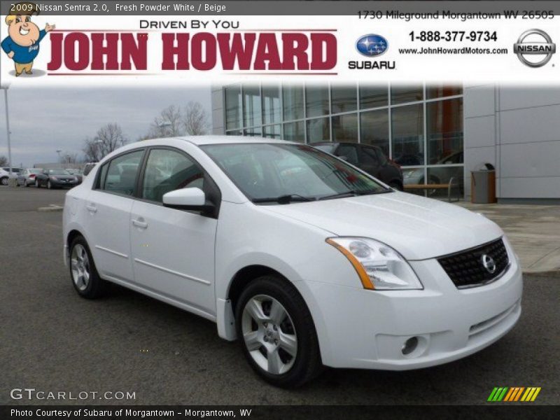 Fresh Powder White / Beige 2009 Nissan Sentra 2.0