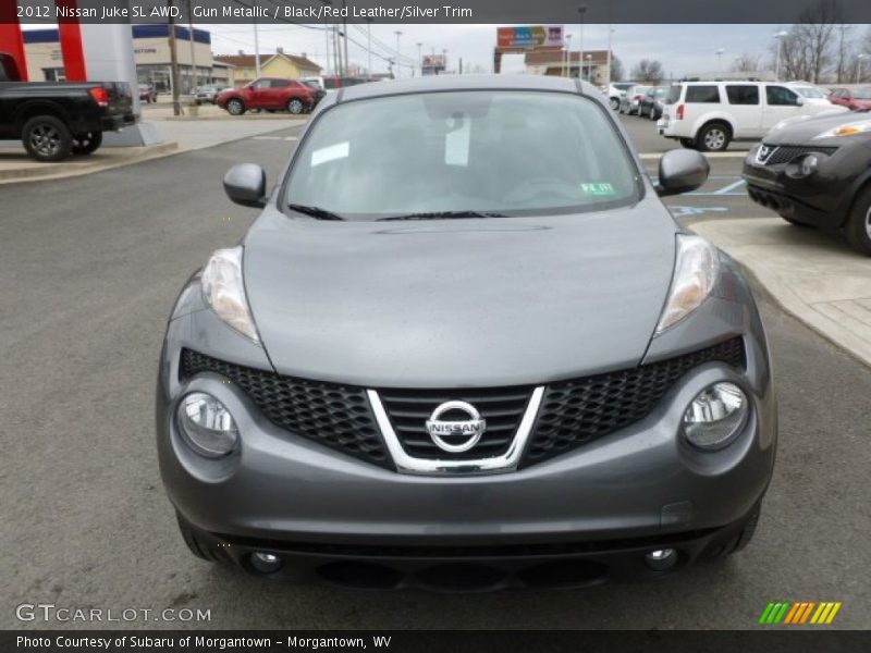 Gun Metallic / Black/Red Leather/Silver Trim 2012 Nissan Juke SL AWD