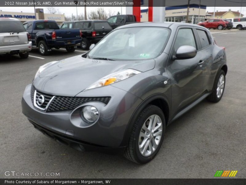 Gun Metallic / Black/Red Leather/Silver Trim 2012 Nissan Juke SL AWD