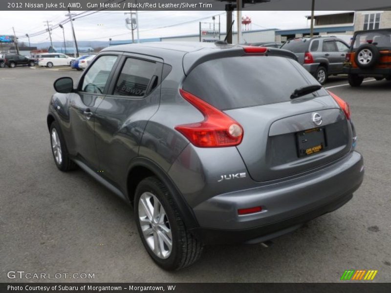 Gun Metallic / Black/Red Leather/Silver Trim 2012 Nissan Juke SL AWD