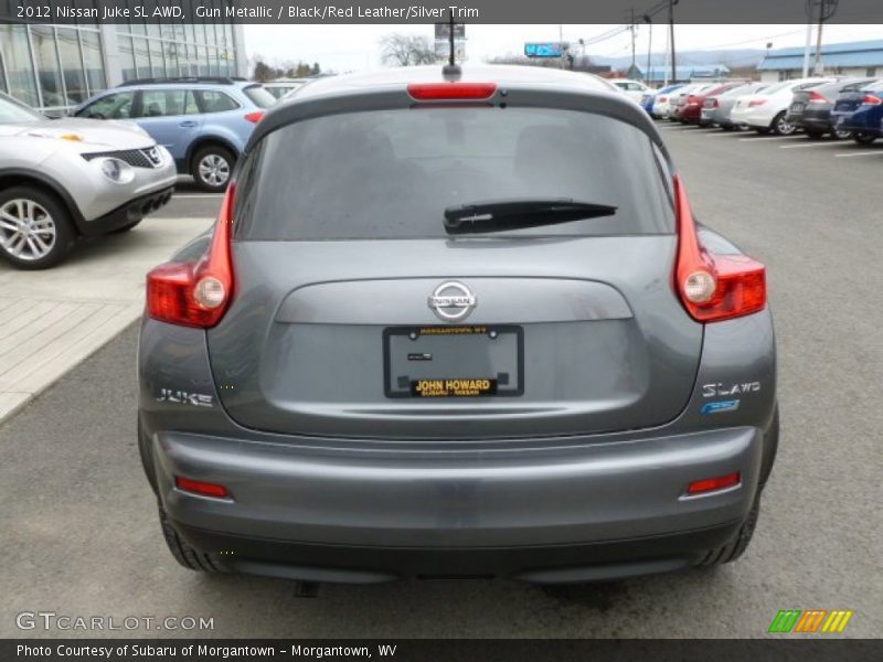 Gun Metallic / Black/Red Leather/Silver Trim 2012 Nissan Juke SL AWD