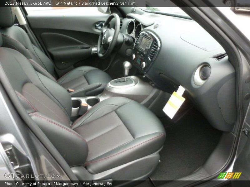  2012 Juke SL AWD Black/Red Leather/Silver Trim Interior