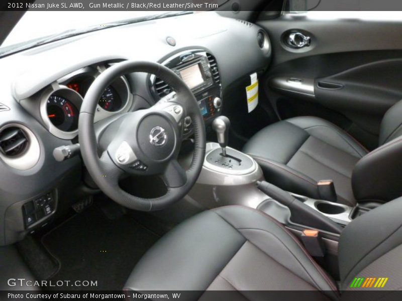  2012 Juke SL AWD Black/Red Leather/Silver Trim Interior