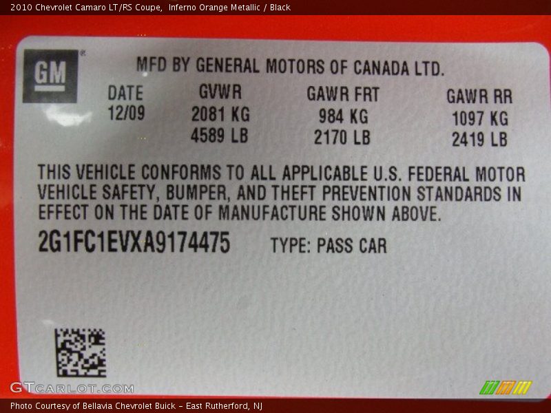 Inferno Orange Metallic / Black 2010 Chevrolet Camaro LT/RS Coupe