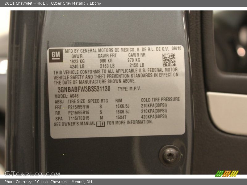 Cyber Gray Metallic / Ebony 2011 Chevrolet HHR LT