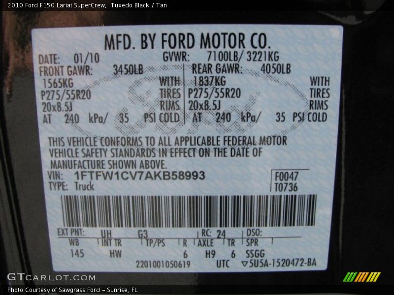 Tuxedo Black / Tan 2010 Ford F150 Lariat SuperCrew