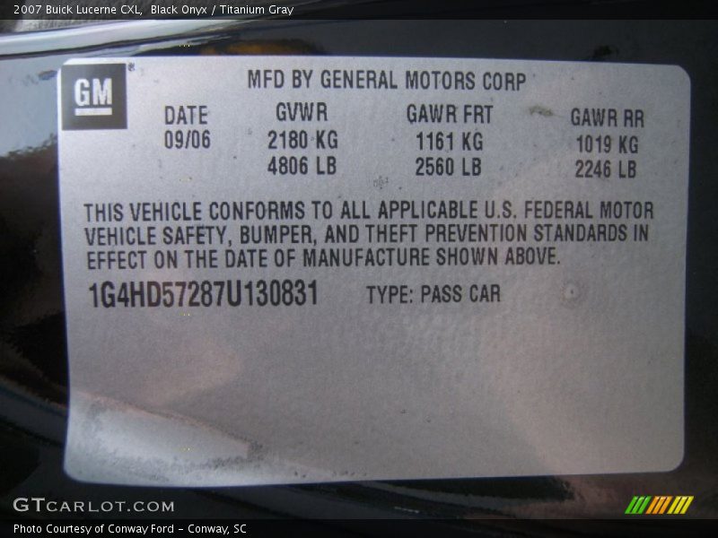 Black Onyx / Titanium Gray 2007 Buick Lucerne CXL