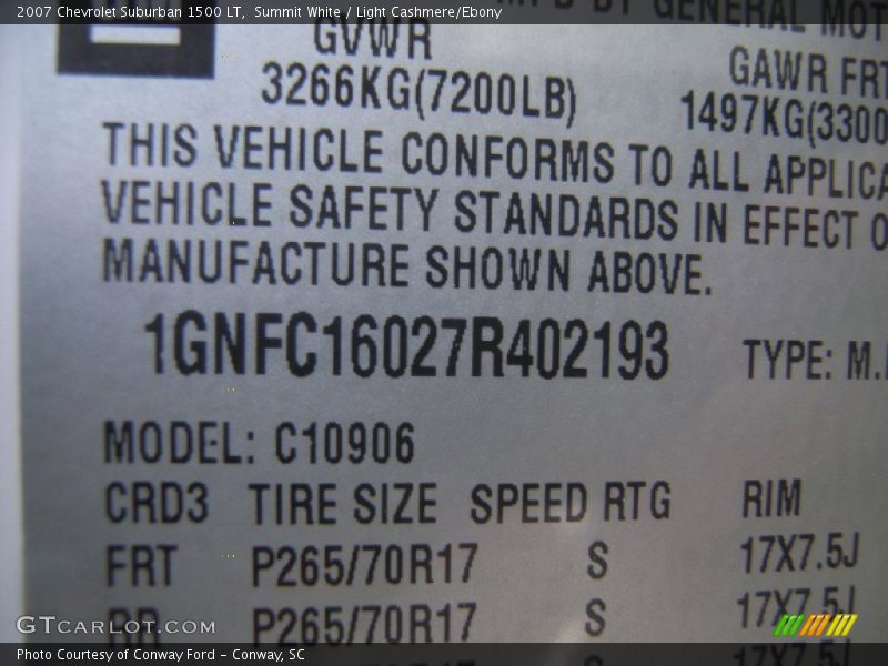 Summit White / Light Cashmere/Ebony 2007 Chevrolet Suburban 1500 LT