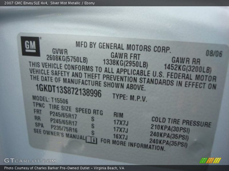 Silver Mist Metallic / Ebony 2007 GMC Envoy SLE 4x4