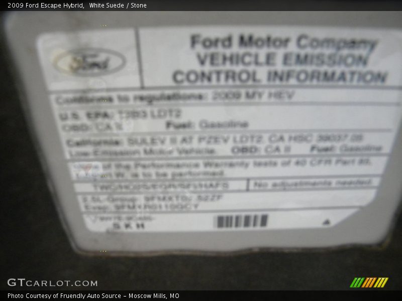 White Suede / Stone 2009 Ford Escape Hybrid