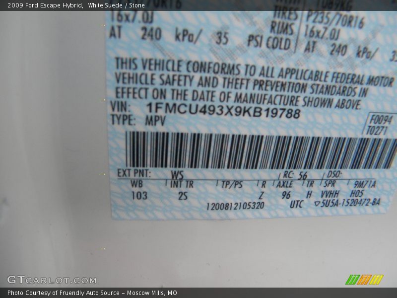 White Suede / Stone 2009 Ford Escape Hybrid
