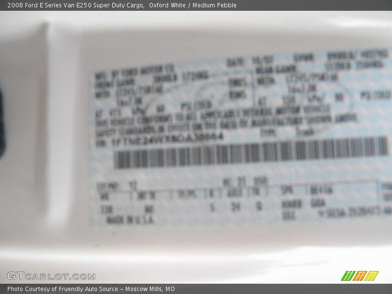 Oxford White / Medium Pebble 2008 Ford E Series Van E250 Super Duty Cargo