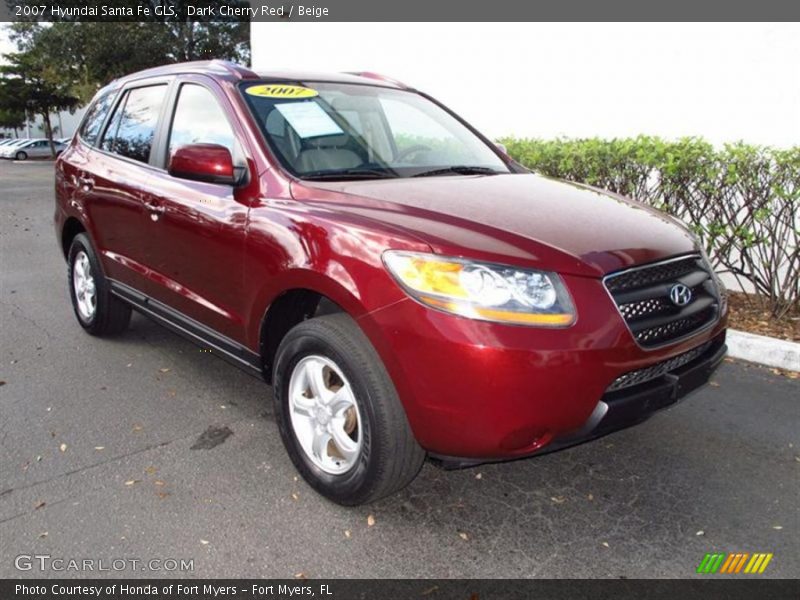 Dark Cherry Red / Beige 2007 Hyundai Santa Fe GLS