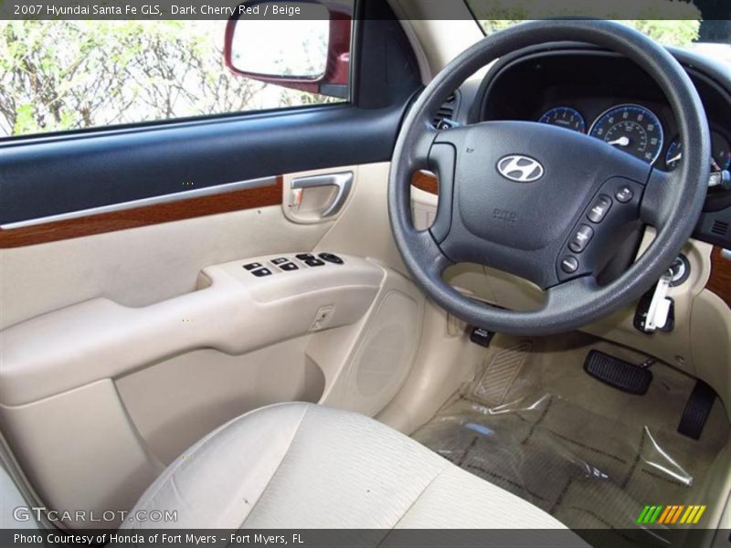 Dark Cherry Red / Beige 2007 Hyundai Santa Fe GLS