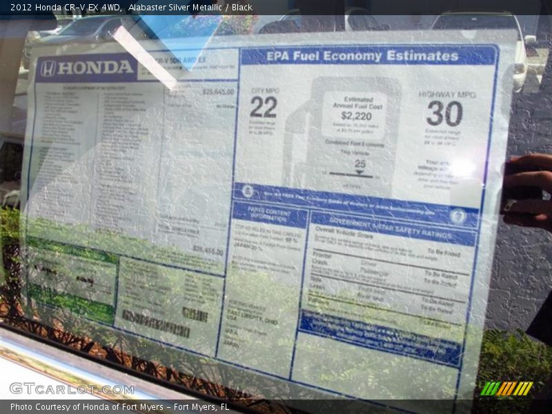 Alabaster Silver Metallic / Black 2012 Honda CR-V EX 4WD