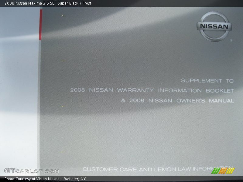 Super Black / Frost 2008 Nissan Maxima 3.5 SE