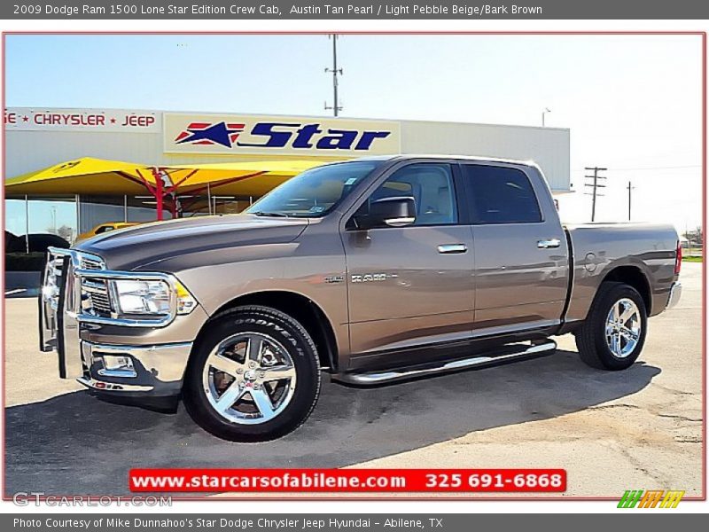 Austin Tan Pearl / Light Pebble Beige/Bark Brown 2009 Dodge Ram 1500 Lone Star Edition Crew Cab