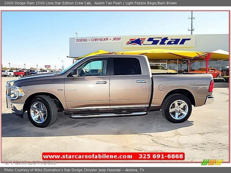 Austin Tan Pearl / Light Pebble Beige/Bark Brown 2009 Dodge Ram 1500 Lone Star Edition Crew Cab