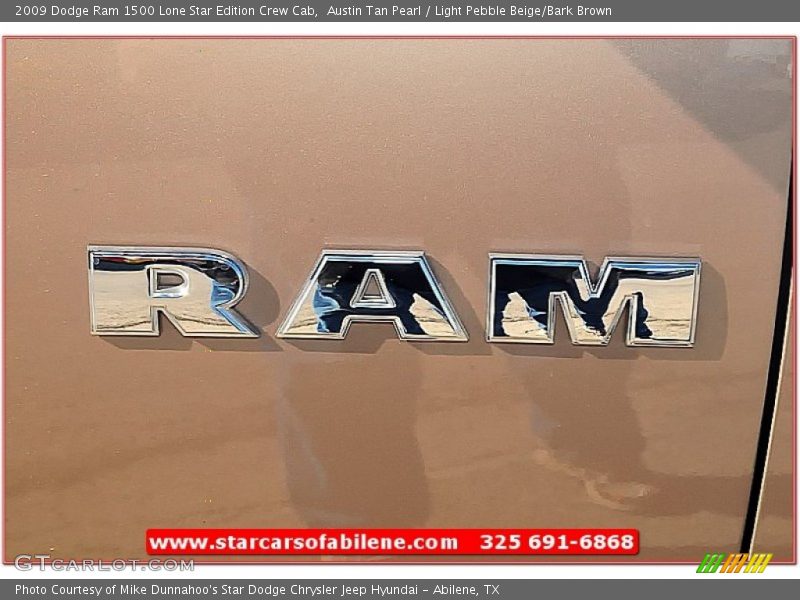 Austin Tan Pearl / Light Pebble Beige/Bark Brown 2009 Dodge Ram 1500 Lone Star Edition Crew Cab