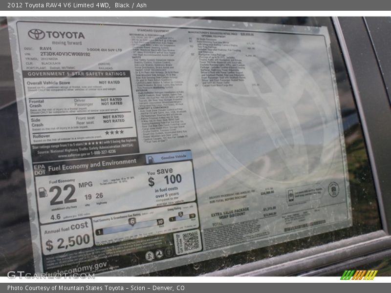 Black / Ash 2012 Toyota RAV4 V6 Limited 4WD