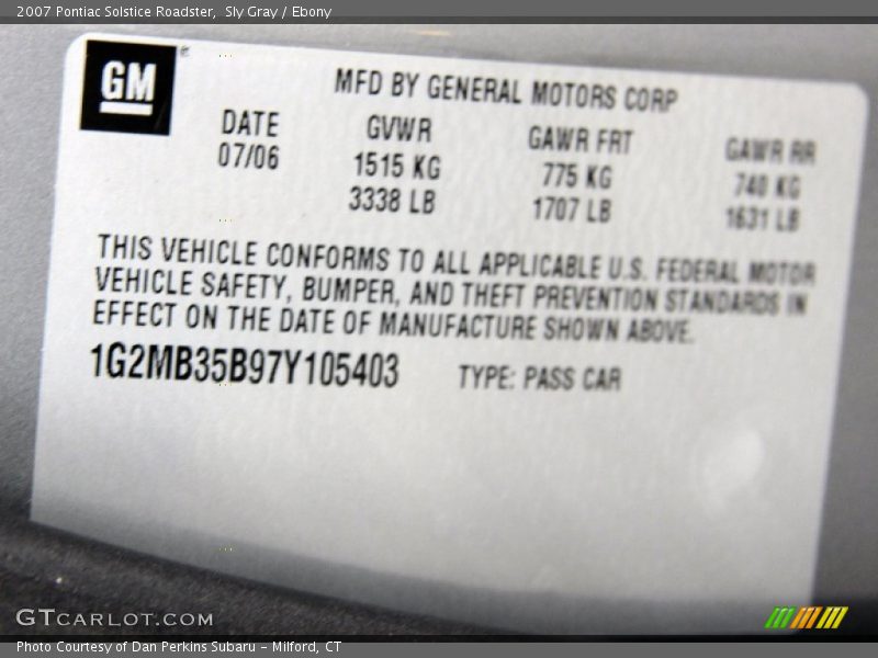 Sly Gray / Ebony 2007 Pontiac Solstice Roadster