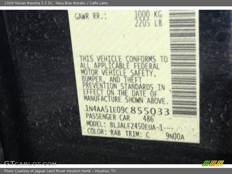 Navy Blue Metallic / Caffe Latte 2009 Nissan Maxima 3.5 SV