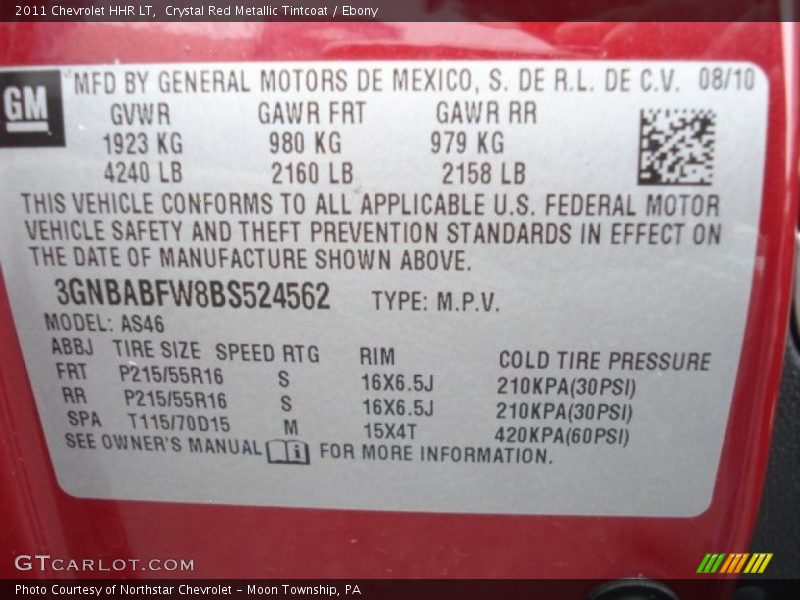 Crystal Red Metallic Tintcoat / Ebony 2011 Chevrolet HHR LT