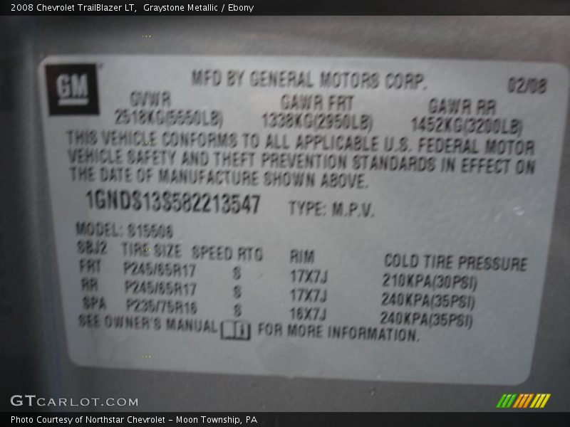 Graystone Metallic / Ebony 2008 Chevrolet TrailBlazer LT