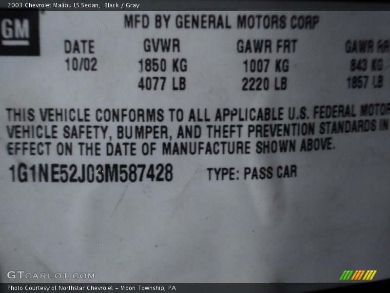 Black / Gray 2003 Chevrolet Malibu LS Sedan