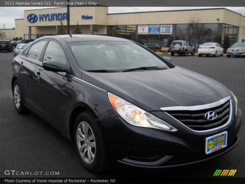 Pacific Blue Pearl / Gray 2011 Hyundai Sonata GLS