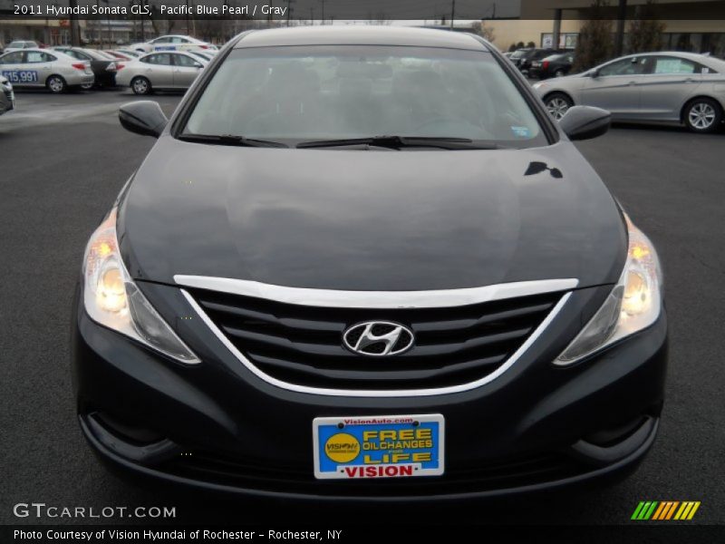 Pacific Blue Pearl / Gray 2011 Hyundai Sonata GLS