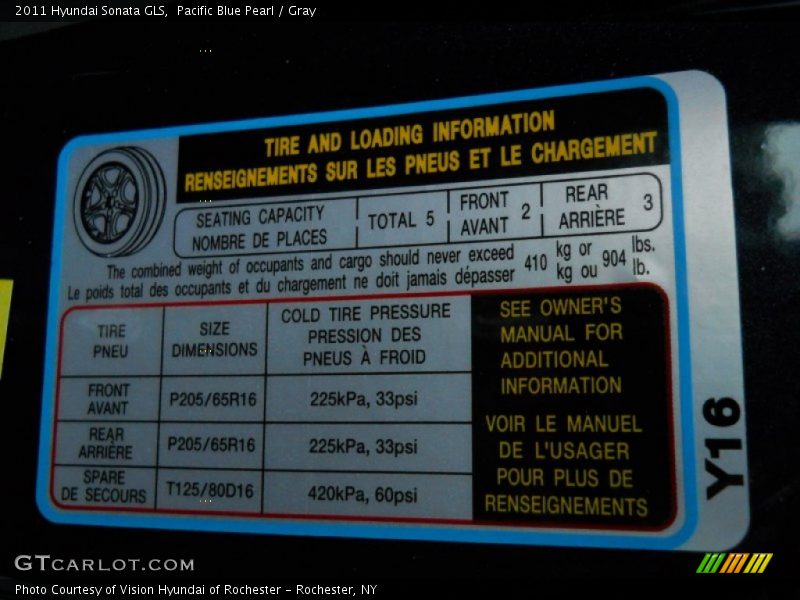 Pacific Blue Pearl / Gray 2011 Hyundai Sonata GLS