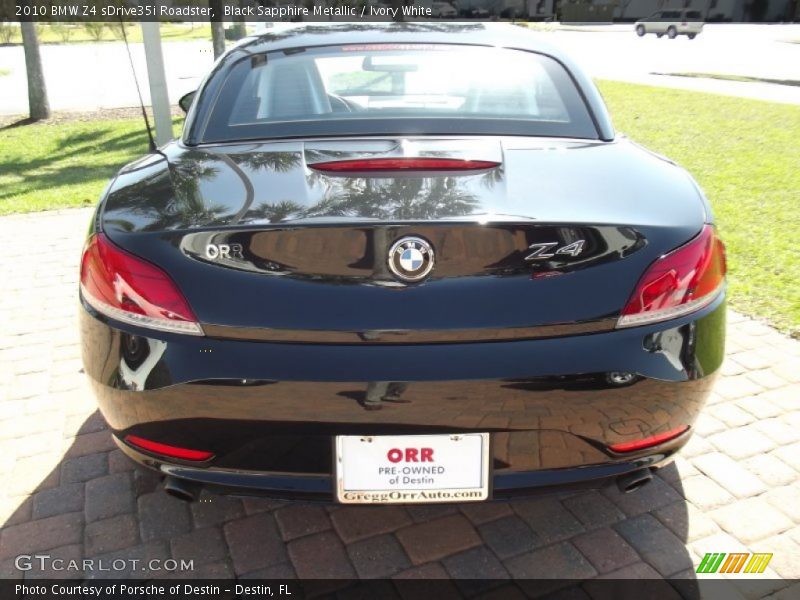 Black Sapphire Metallic / Ivory White 2010 BMW Z4 sDrive35i Roadster