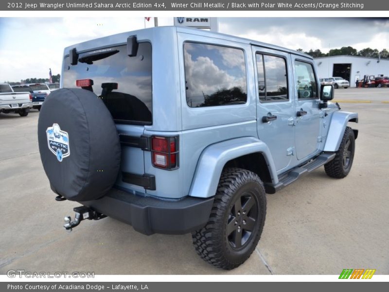 Winter Chill Metallic / Black with Polar White Accents/Orange Stitching 2012 Jeep Wrangler Unlimited Sahara Arctic Edition 4x4