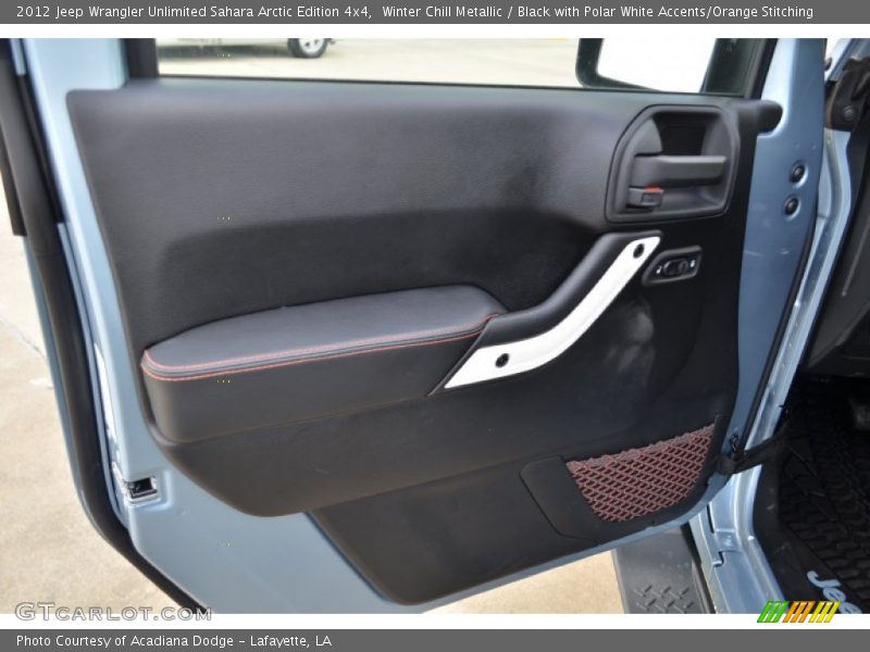 Winter Chill Metallic / Black with Polar White Accents/Orange Stitching 2012 Jeep Wrangler Unlimited Sahara Arctic Edition 4x4