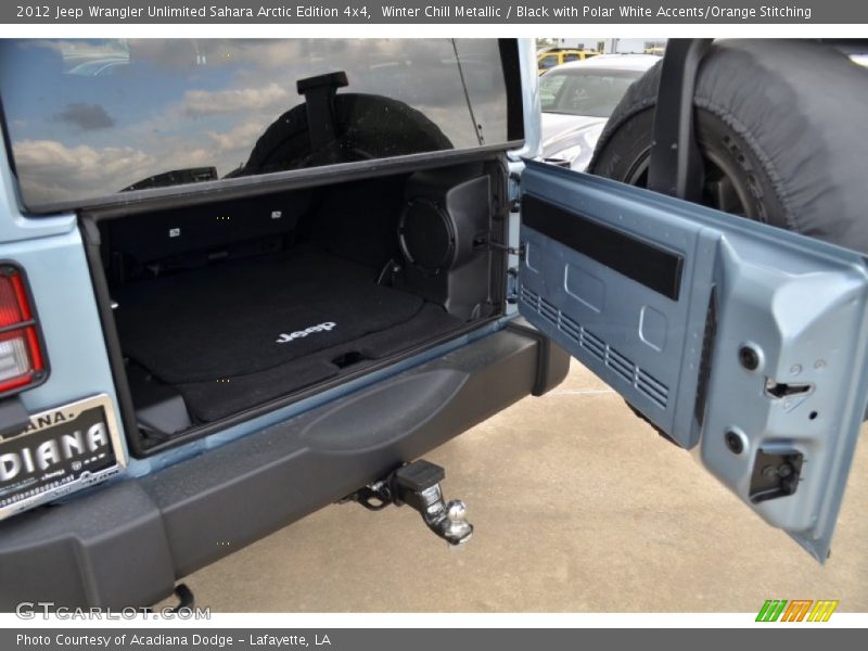 Winter Chill Metallic / Black with Polar White Accents/Orange Stitching 2012 Jeep Wrangler Unlimited Sahara Arctic Edition 4x4