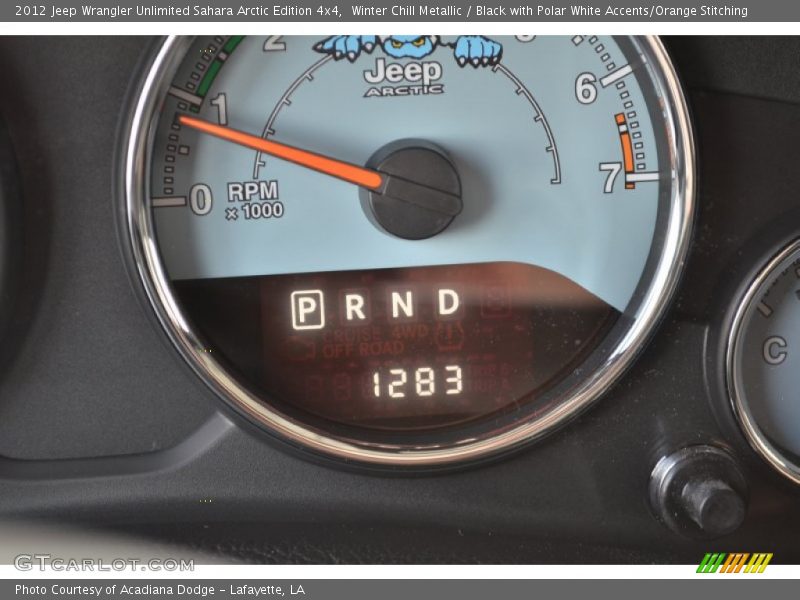 Winter Chill Metallic / Black with Polar White Accents/Orange Stitching 2012 Jeep Wrangler Unlimited Sahara Arctic Edition 4x4