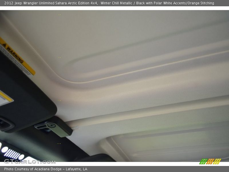 Winter Chill Metallic / Black with Polar White Accents/Orange Stitching 2012 Jeep Wrangler Unlimited Sahara Arctic Edition 4x4