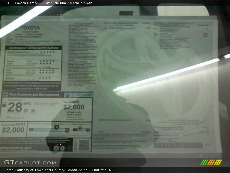 Attitude Black Metallic / Ash 2012 Toyota Camry LE