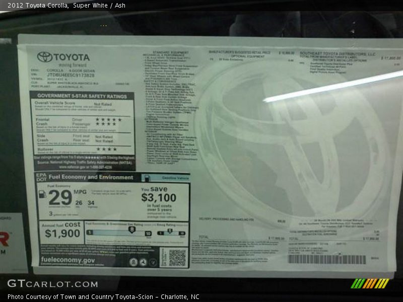 Super White / Ash 2012 Toyota Corolla